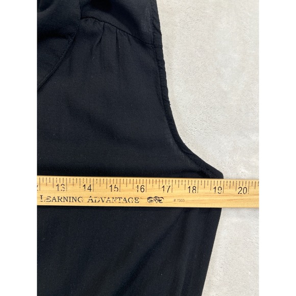 LulaRoe Natalie Jumpsuit Large Black Sleeveless Collared Wide Leg Pockets - Picture 8 of 11